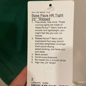 NWT Base Pace High Rise Ribbed Tight